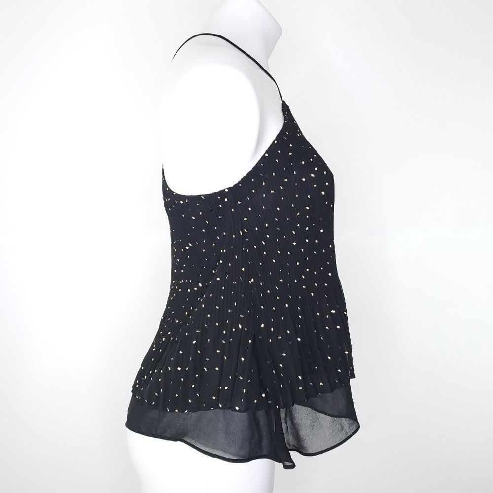 NEW RO & DE Spotted Pleated Halter Blouse Black Gold sz xs - Picture 6 of 9